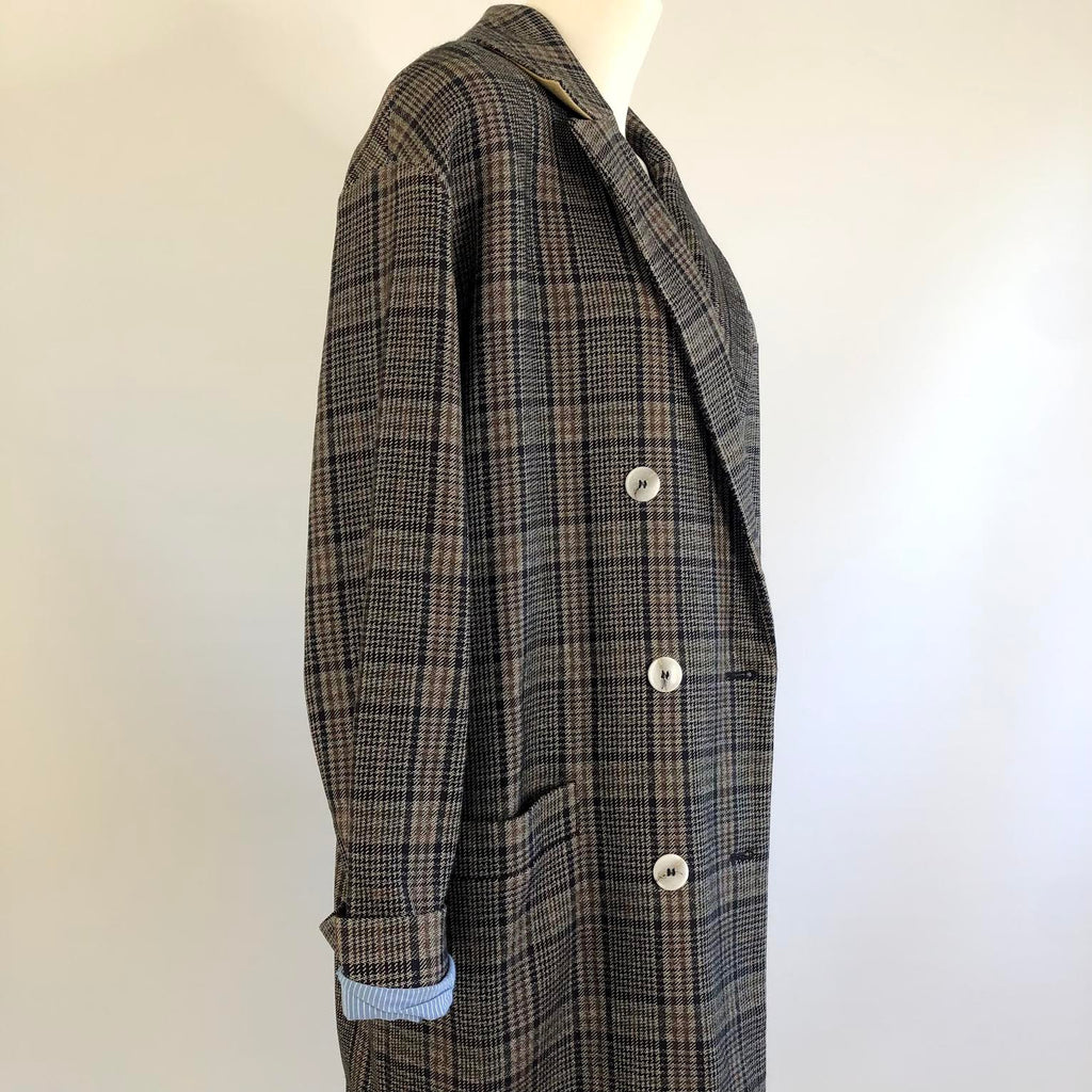CHLOE STORA - DOUBLE BREASTED CHECK COAT - CONTRAST LINING