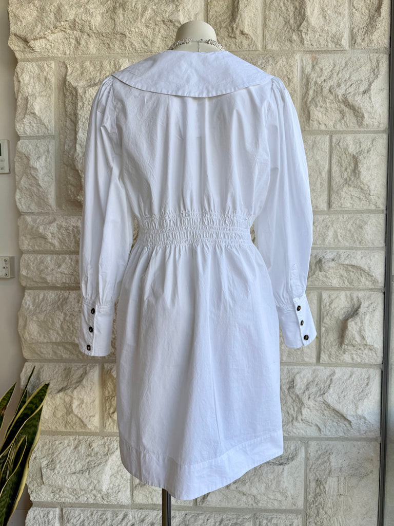 GANNI - PETER PAN COLLAR - POPLIN MINI DRESS