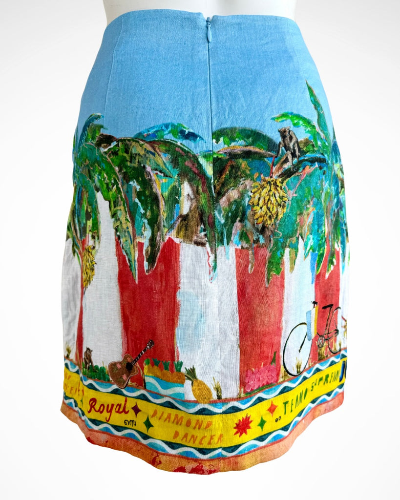 ALEMAIS x Adam Lester - ALL ABOARD LINEN WRAP MINI SKIRT