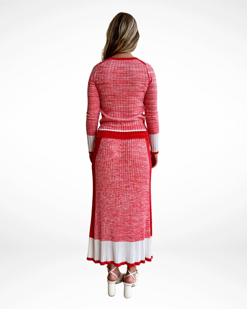 ME + EM - RIB KNIT TOP & SKIRT SET - RED MARLE