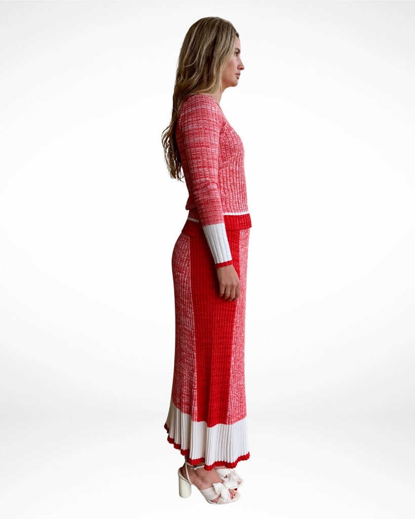ME + EM - RIB KNIT TOP & SKIRT SET - RED MARLE