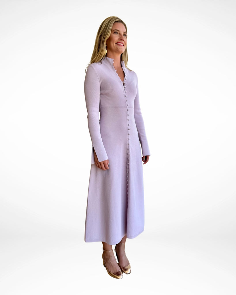 SCANLAN THEODORE - CREPE KNIT POLO DRESS - MAUVE