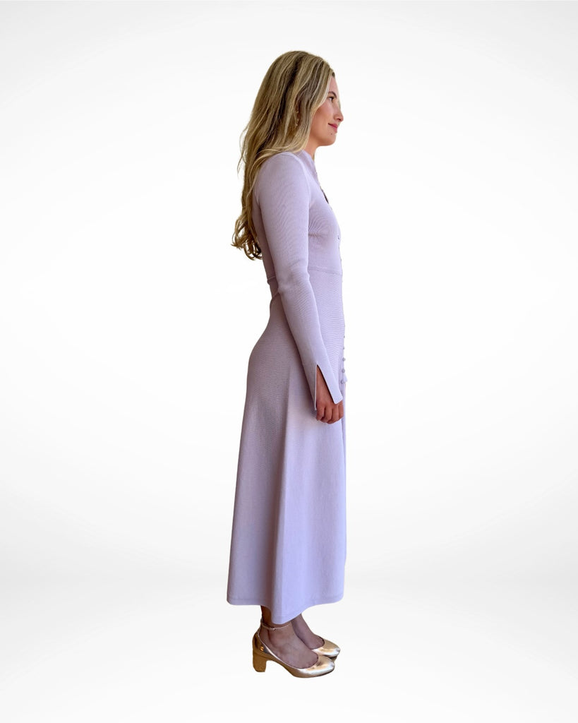 SCANLAN THEODORE - CREPE KNIT POLO DRESS - MAUVE