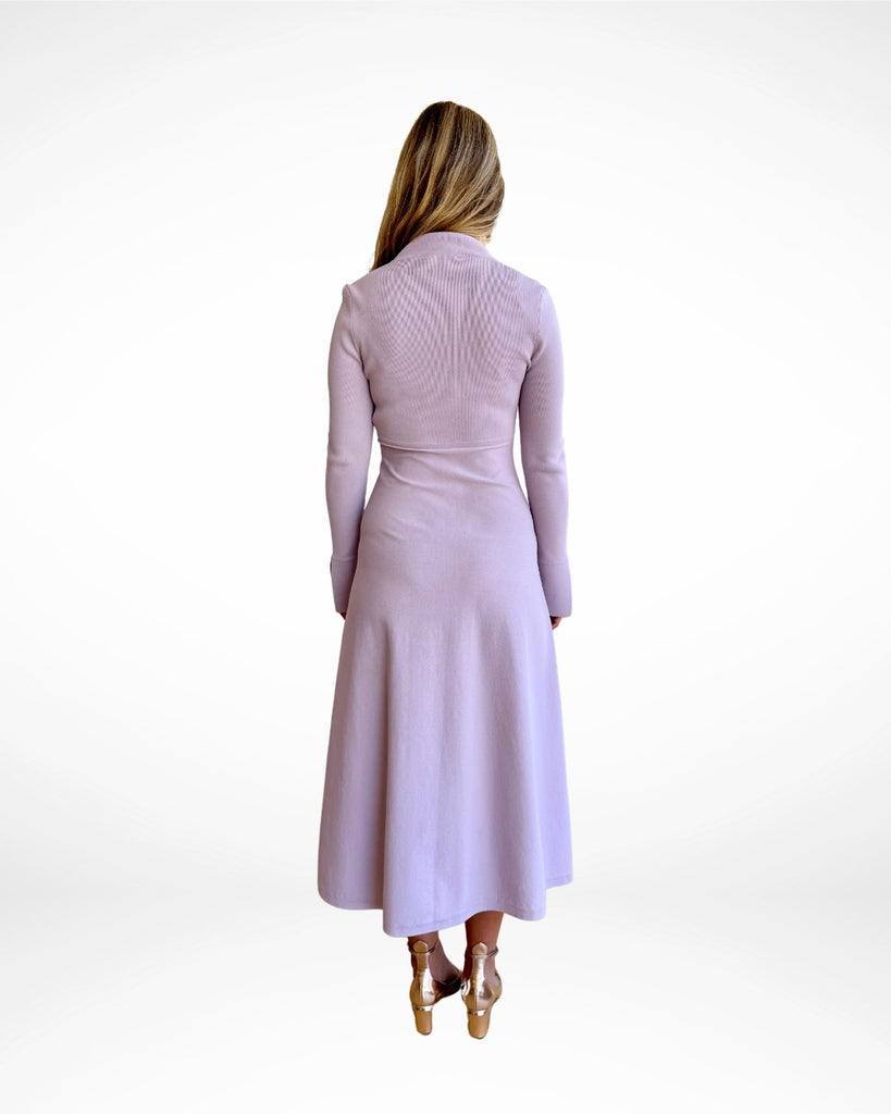 SCANLAN THEODORE - CREPE KNIT POLO DRESS - MAUVE