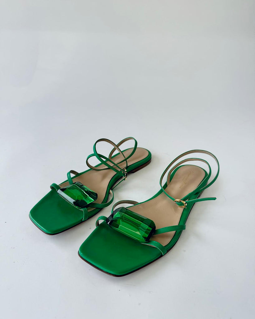 GIANVITO ROSSI MILANO - JAIPUR GEMSTONE FLAT SANDAL - GREEN