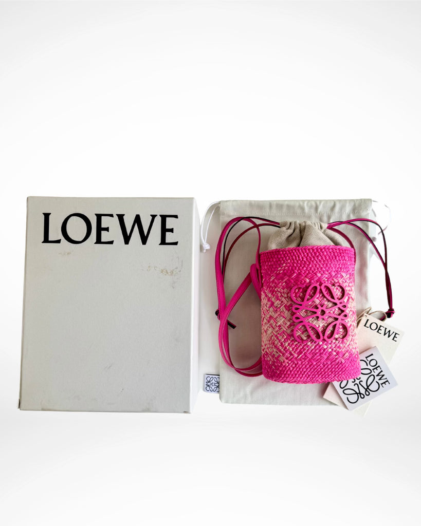 LOEWE - RAFFIA ANAGRAM SMALL BUCKET BAG