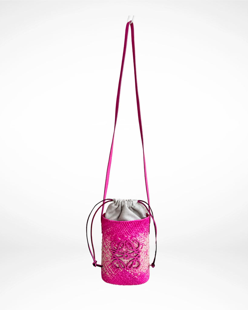 LOEWE - RAFFIA ANAGRAM SMALL BUCKET BAG