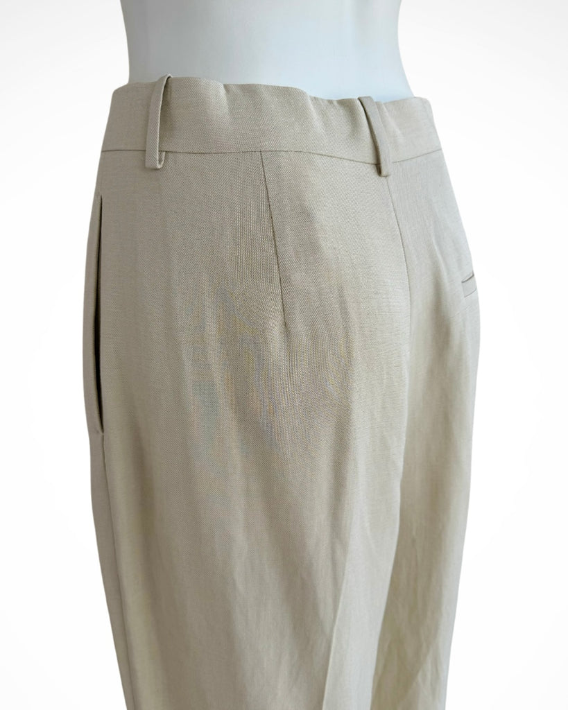 COS - WIDE LEG PLEATED LINEN BLEND TROUSERS