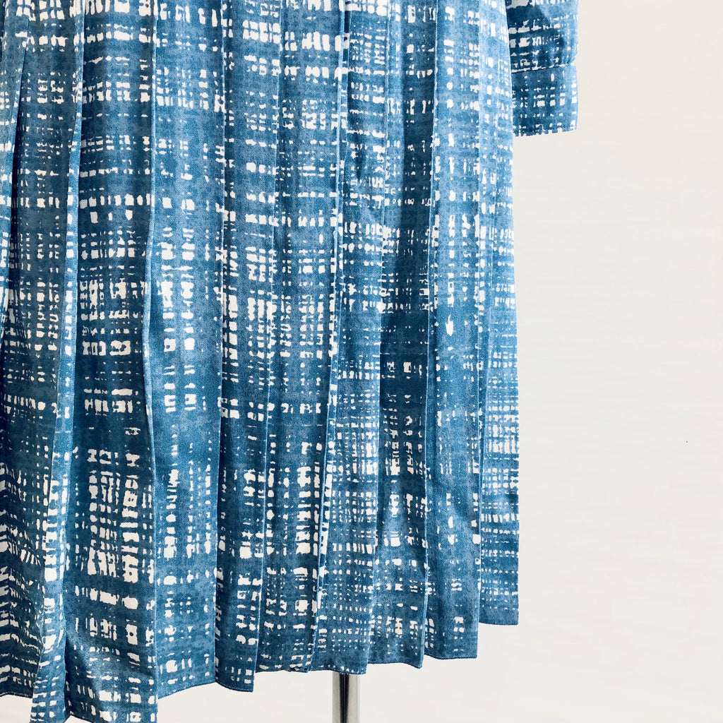 PRADA BLUE GRAFFITI CHECK SHIRT DRESS