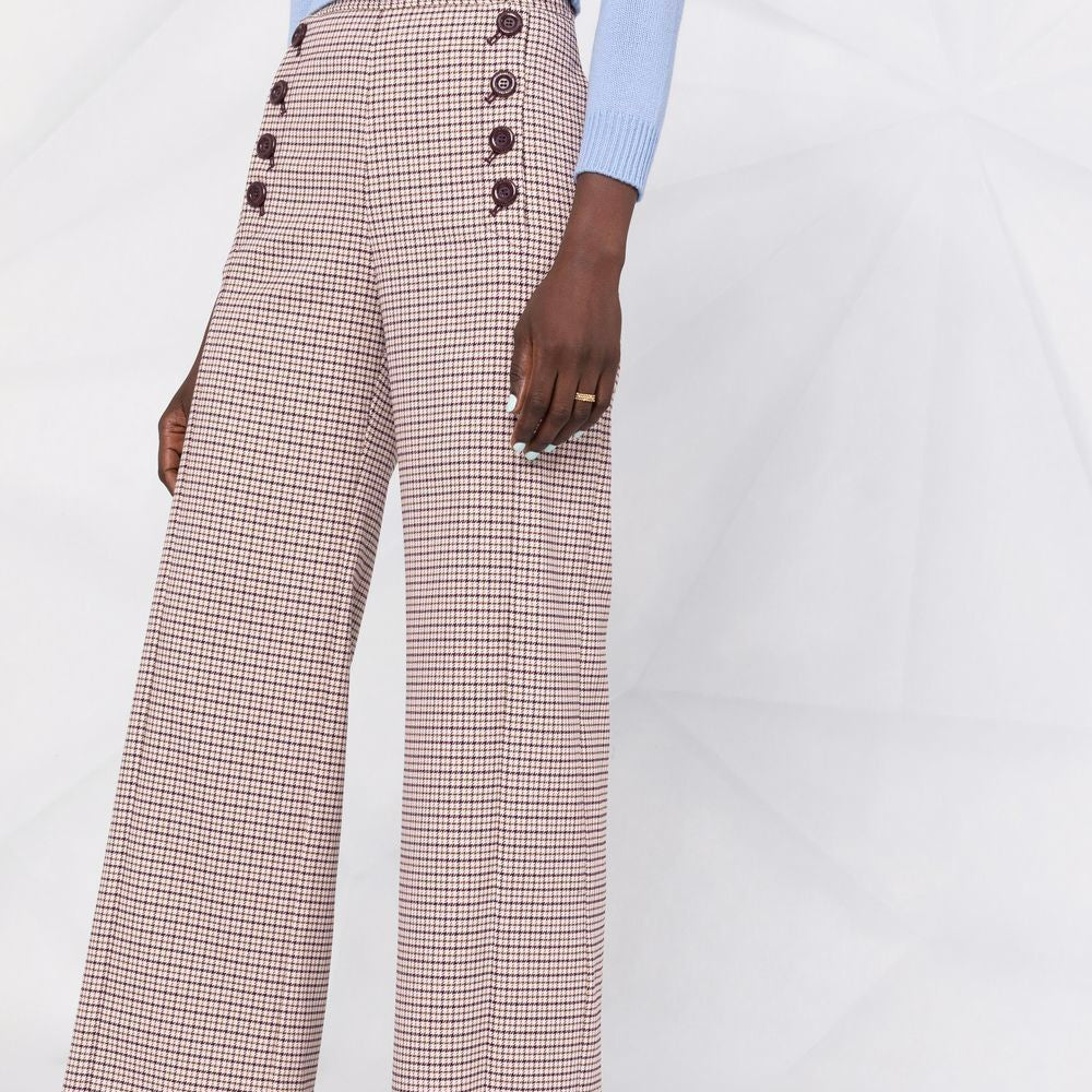 SEE BY CHLOE - WIDE FLARE CHECK PANTS