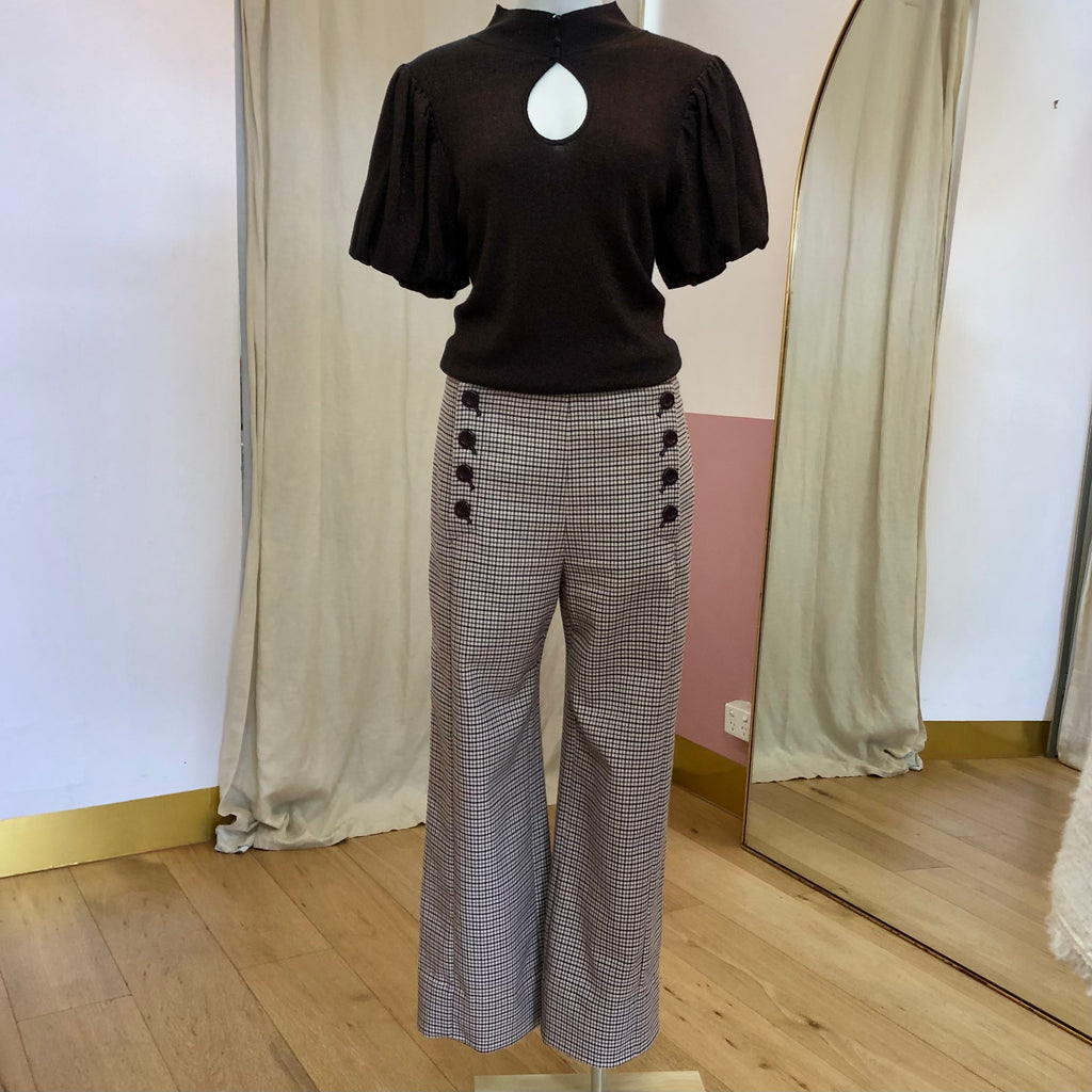 SEE BY CHLOE - WIDE FLARE CHECK PANTS