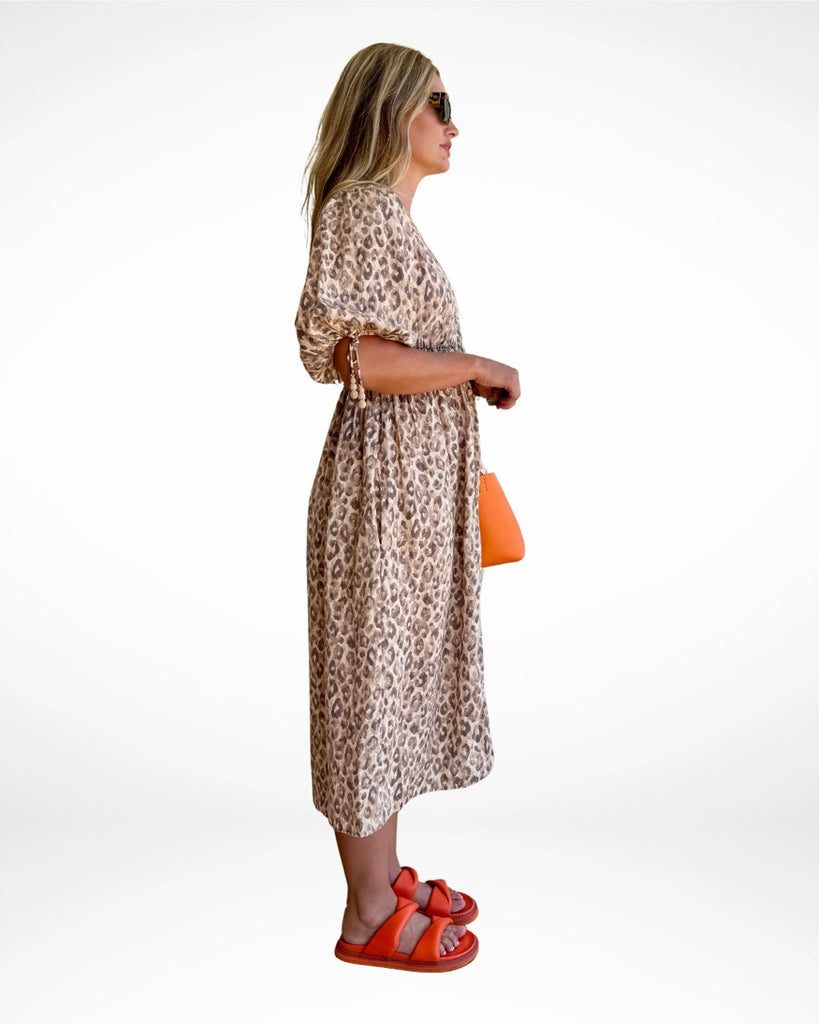 ZIMMERMANN - MELODY LEOPARD PRINT LINEN DRESS