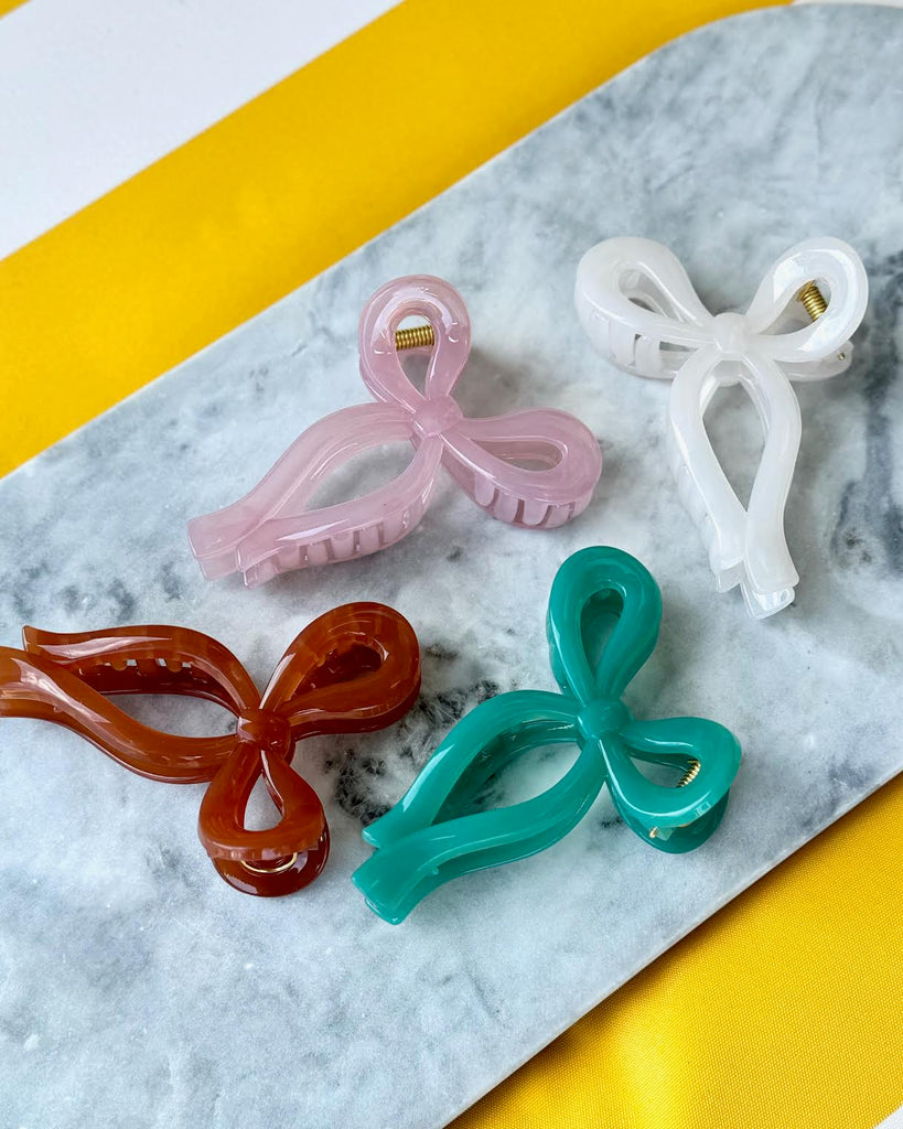 CLAW HAIR CLIP - BOW - AQUA