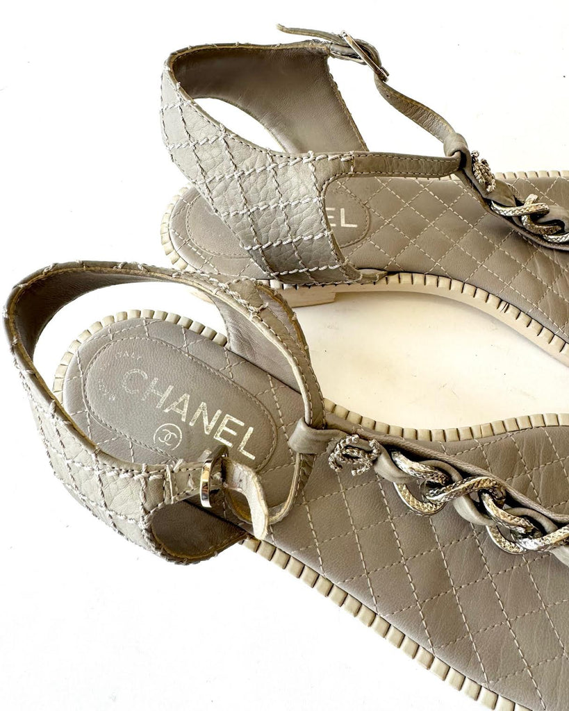 CHANEL - CC LOGO - T-STRAP SANDALS