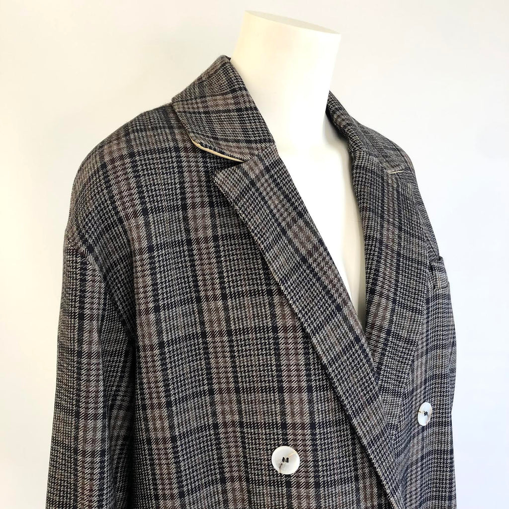 CHLOE STORA - DOUBLE BREASTED CHECK COAT - CONTRAST LINING