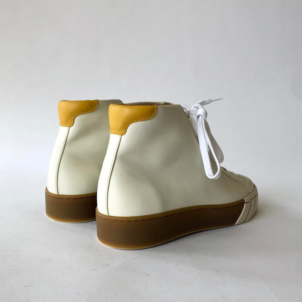 DEAR FRANCES - HIGH TOP WHITE/YELLOW TRAINERS