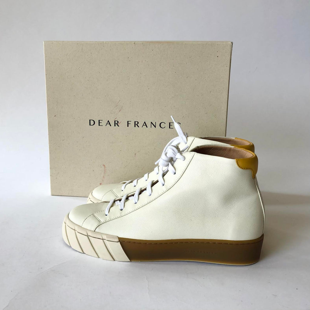 DEAR FRANCES - HIGH TOP WHITE/YELLOW TRAINERS