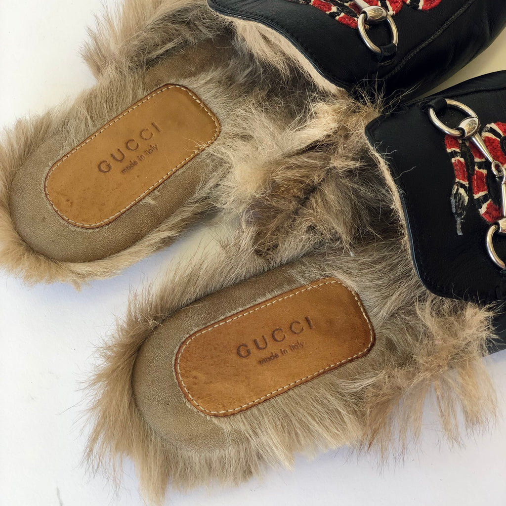 GUCCI PRINCETOWN EMBROIDERED SNAKE MULES