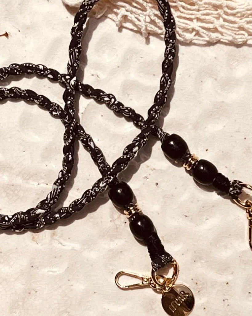 LE CAP. - BLACK BANDANA CROSS BODY - PHONE STRAP