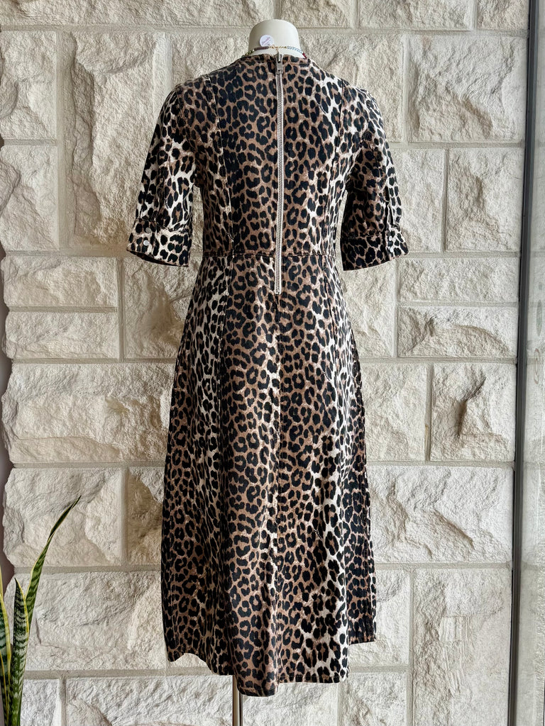 GANNI - LEOPARD PRINT MIDI DRESS