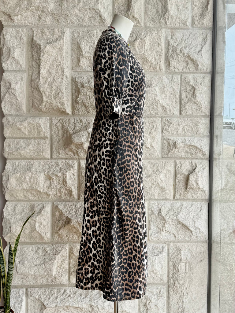 GANNI - LEOPARD PRINT MIDI DRESS