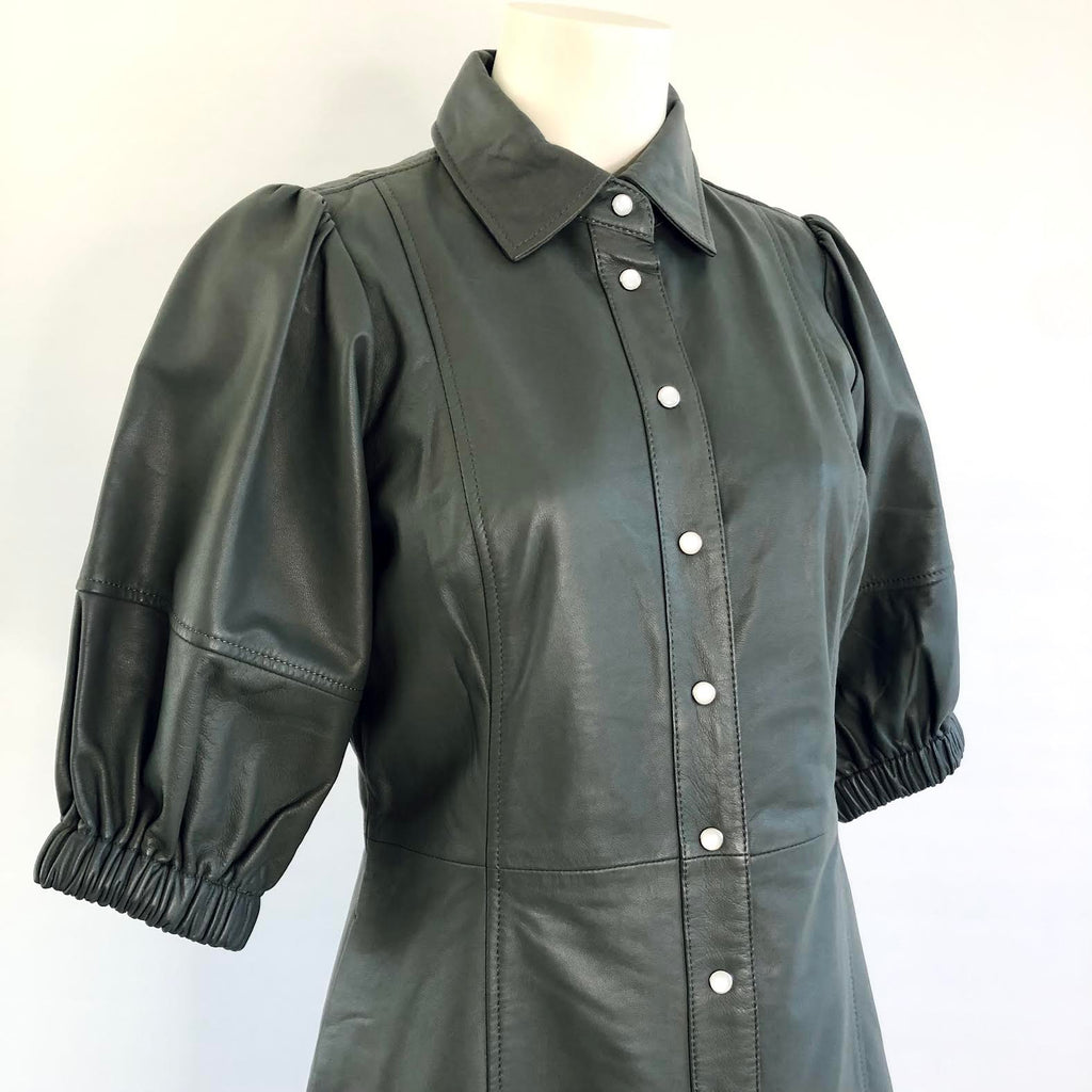 SECOND FEMALE - INDAI LEATHER DRESS - AGAVE GREEN