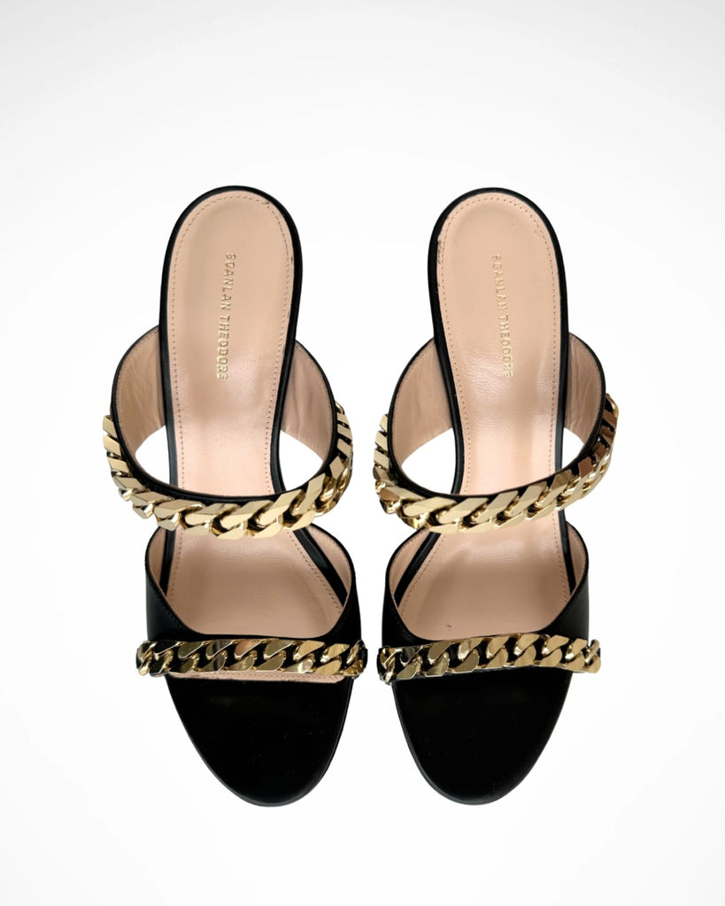 SCANLAN THEODORE - HEELS WITH CHAIN DETAIL - BLACK/GOLD